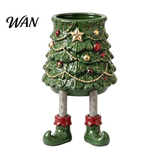 Decorative Flower Vases for Home Christmas Resin Flowerpot, Unique Festive Floral Container, Indoor Plant Pots Artificial Arrangement Vase Decor