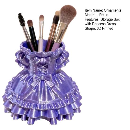 Makeup Brush Storage Box Princess Dress Shape 3D Printed Pen Holder