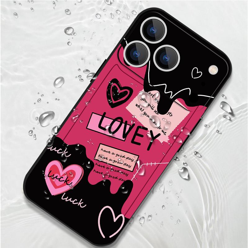 Милый Чехол-Ремешок с Узором Сердечки Для iPhone 17 Pro Max Funda iPhone 16 15 14 13 Pro Max 11 16E 17E Мягкий Силиконовый Чехол