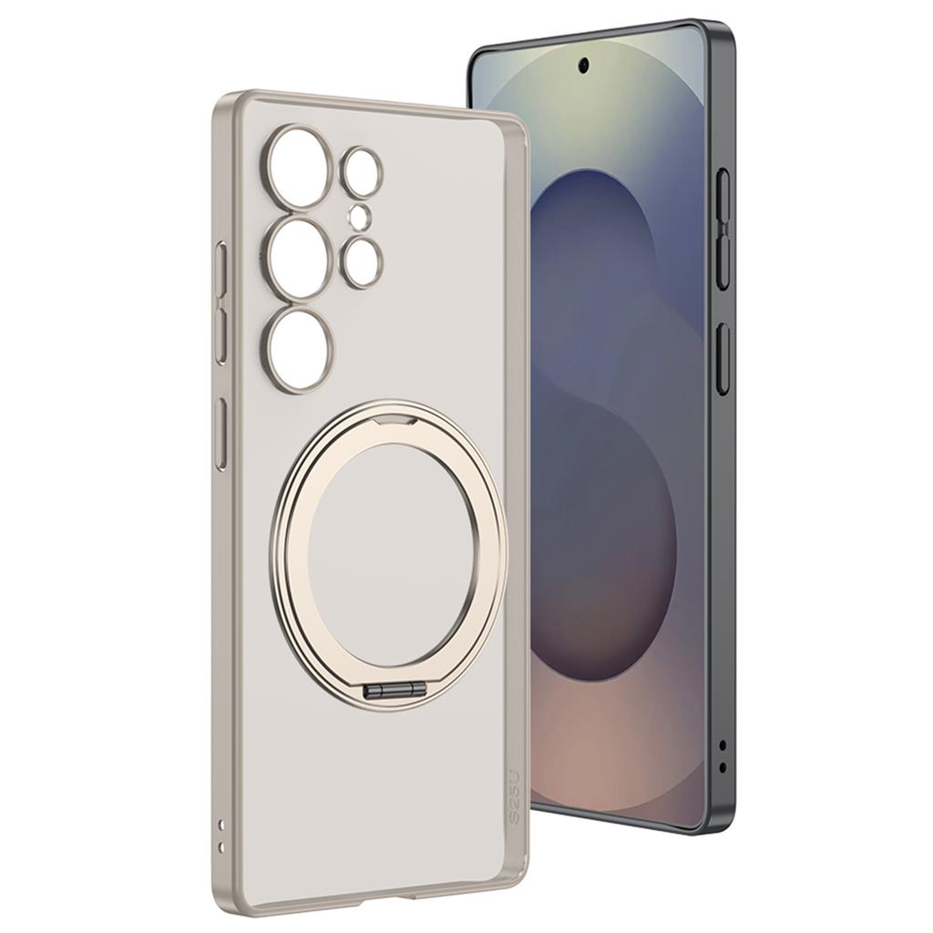 For Samsung Galaxy S25 Ultra Case Rotating Kickstand Translucent Matte PC+TPU Phone Cover Compatible with MagSafe