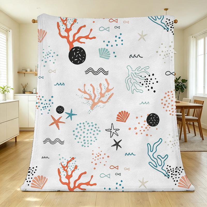 Lightweight Flannel Throw Blanket - Ocean Theme, Soft & Cozy, Versatile for Home, Couch, Car, Halloween & Christmas Decor
