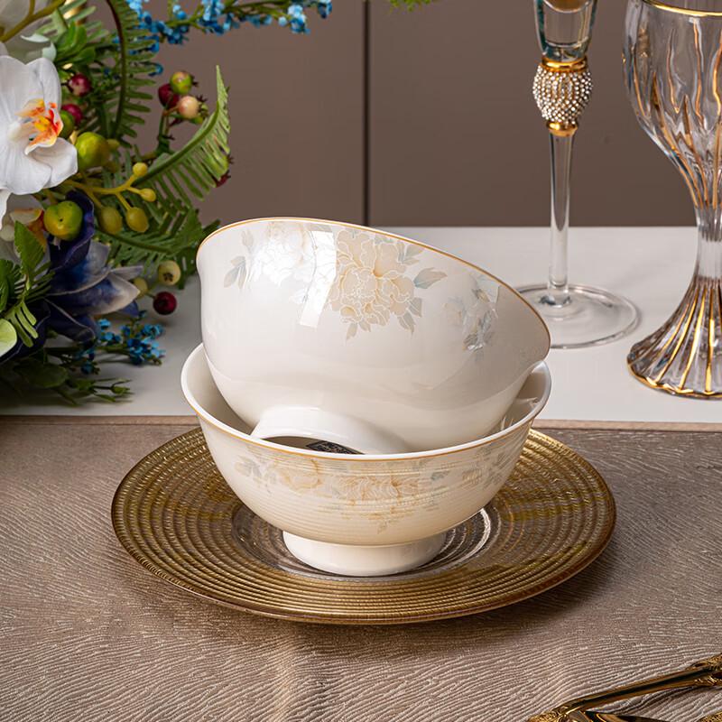 Набор керамических пиал на высокой ножке Haoya Jingdezhen с цветочной феей (4-Pack)