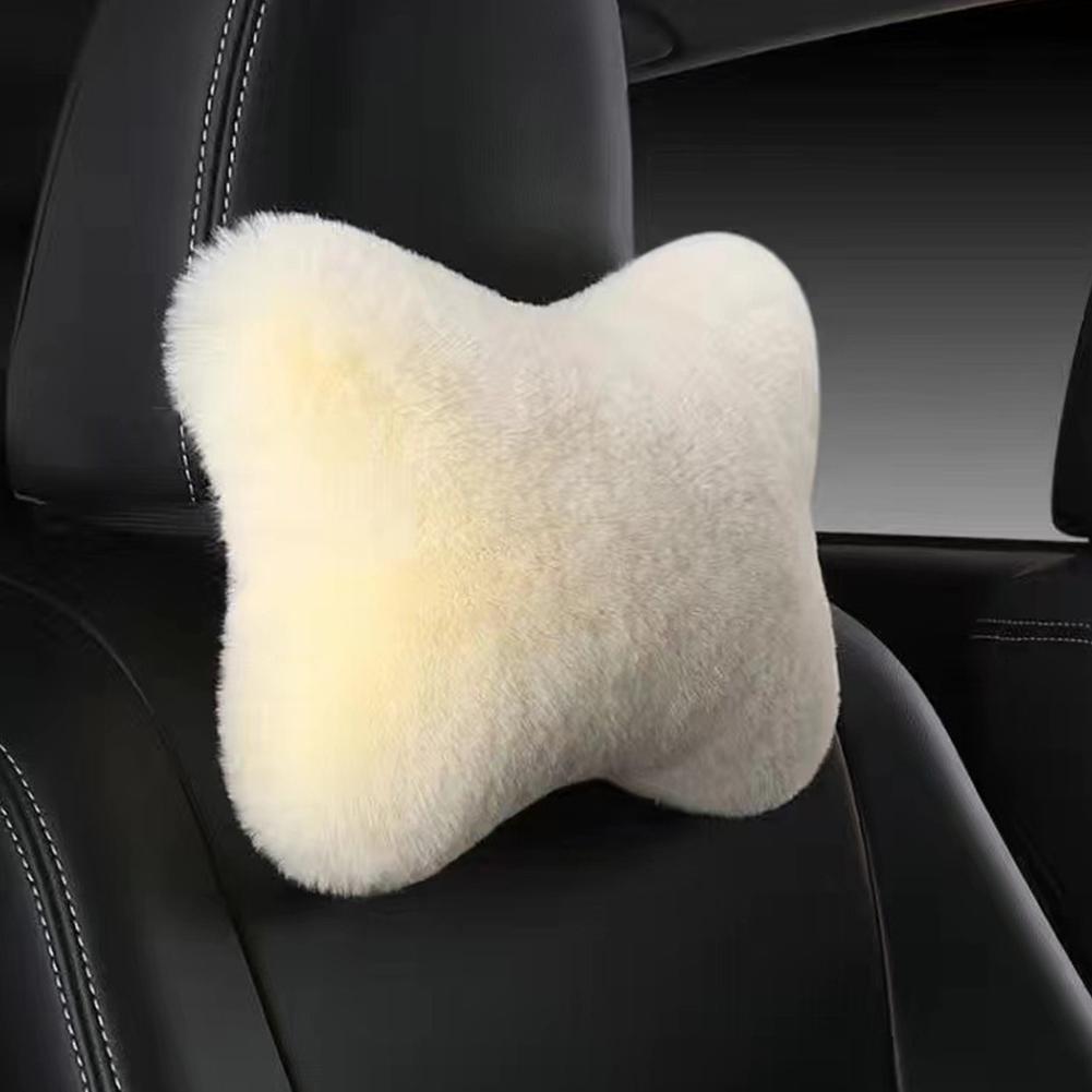 Зимняя подушка-подголовник для автомобильного сиденья, плюшевая подушка-подголовник для автомобиля, плюшевый универсальный поясничный упор Comfo H5X9