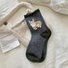 Early Autumn Plant Plush Puppy Socks for Women, Retro and Warm, School-style, Cute Mid-calf Postpartum Socks