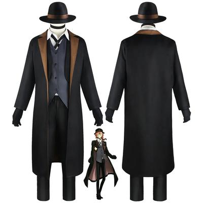 Костюм для косплея Bungo Stray Dogs Nakahara Chuuya со шляпой, париком, мужская одежда в стиле аниме