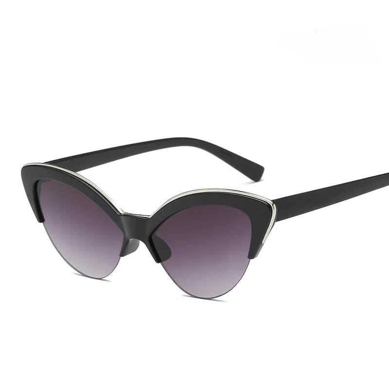 Vintage White Cat Eye Sunglasses Women Fashion Small Half Frame Eyewear Travel Sexy Sun Glasses
