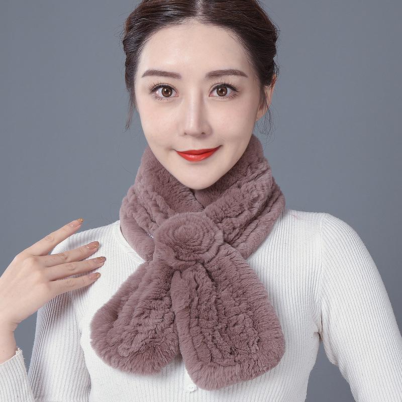 Шарф из шерсти кролика Рекс, двухсторонний шарф, утолщенный, теплый, мужской и женский, осенне-зимний, меховой воротник, универсальный меховой ветрозащитный шарф для защиты шеи