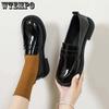 Black Loafer Round Toe Low Heel Women's Faux Leather Soft Leather Increase Simple Casual Style Commuting Harajuku Gothic Lolita