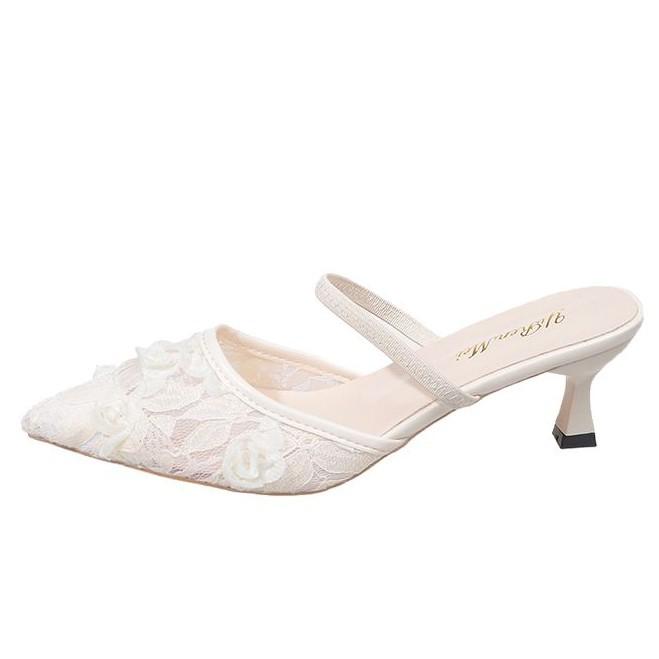 Сяосянфэн острый носок тонкий каблук сумка голова сандалии женская верхняя одежда весна 2025 новый неглубокий вырез один шаг вечерние тапочки