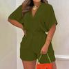 Ladies' Loose And Comfortable Summer V-neck Jumpsuit With A Drawstring