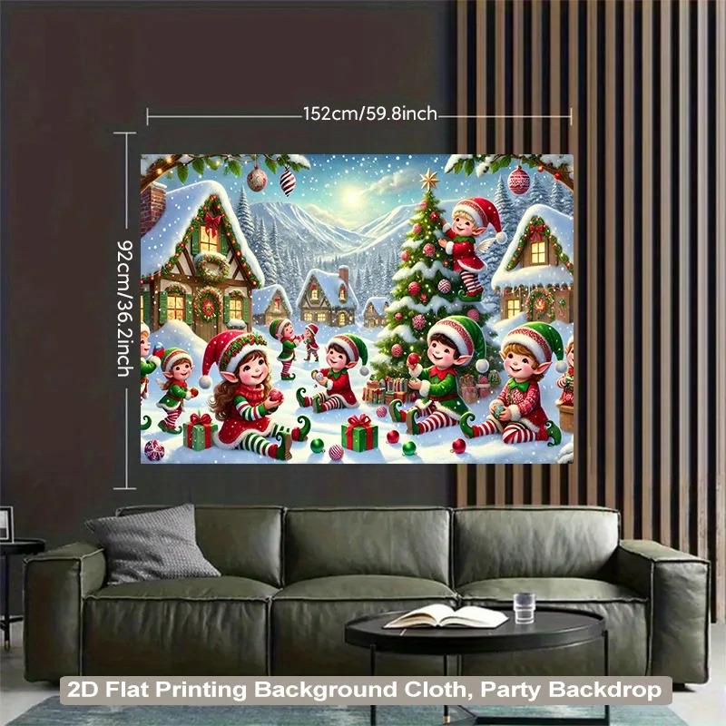 1 piece of 2D background fabric polyester fabric background fabric for the winter antics of the Christmas town fairiesZL