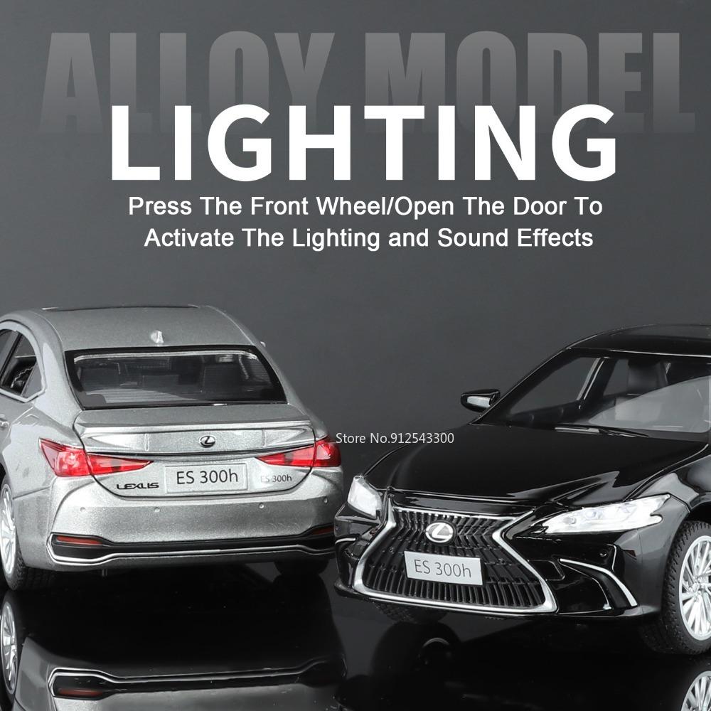 1:24 Scale ES300H LX570 Car Model Toy Sound Light Pull Back Doors Opened High Simulation Cars Models for Boys Ornaments