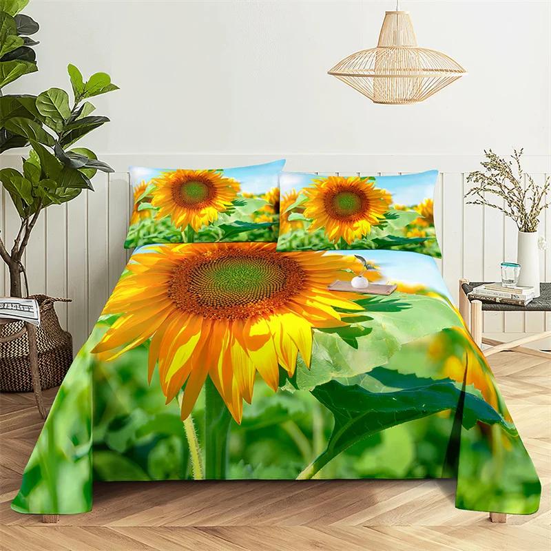 Lovers Room Bedding Set Bed Sheets and Pillowcases Bedding Flat Sheet Bed Sheet Set Sunflower Queen Sheet Set Gorgeous Girl