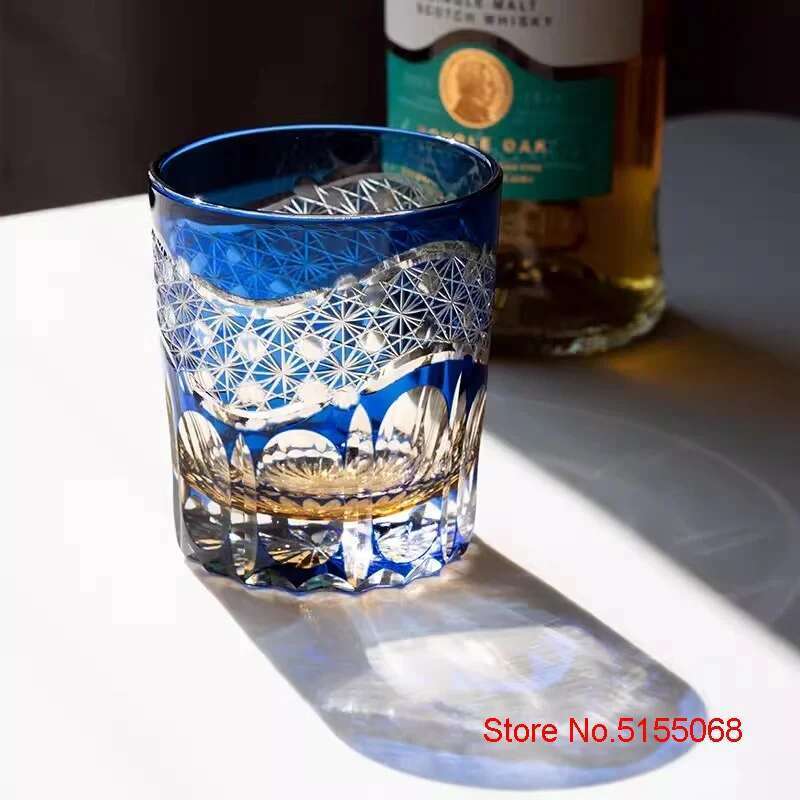 Japanese Edo Kiriko Crystal Ware Whisky Cup Hannd Carving Lucky Clouds Wine Glass Liquor Snifter Water Mug Best Present For Dad