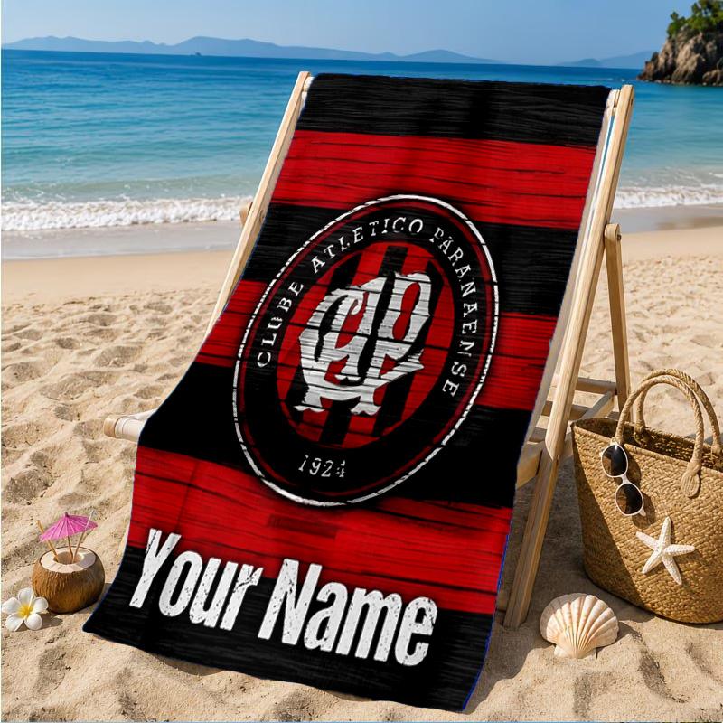 Custom Name Athletico Paranaens Personalized Microfiber Beach Towel, Quick-Dry, Ideal for Summer Travel, Beach Essential, Swimming