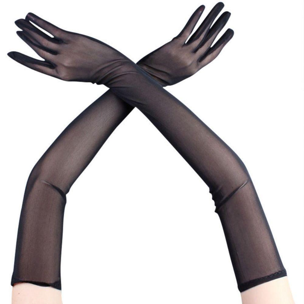 Mesh Long Gloves & Mittens Seamless Driving Gloves Halloween Summer Thin Gloves Women
