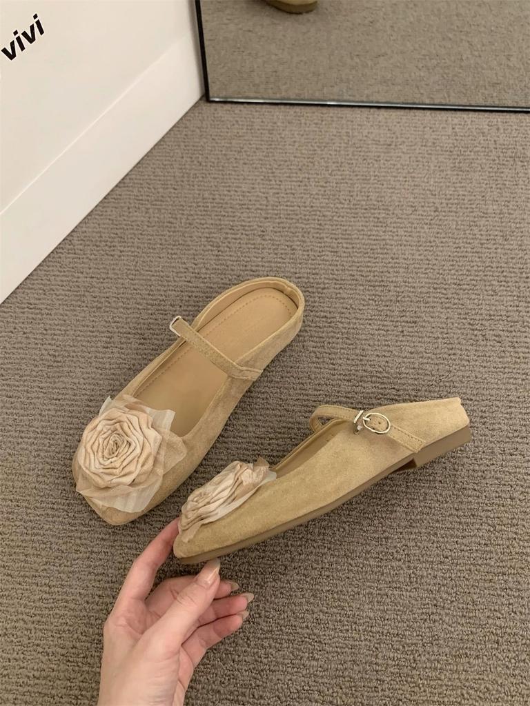 Французские туфли Мэри Джейн на плоской подошве, нежные женские туфли весна-осень 2025 года, новинка, летняя универсальная юбка, вечерние туфли