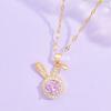Ожерелье с розовым циркониевым кроликом, женское, легкое, роскошное, простое, универсальное, симпатичное, с микро-инкрустацией