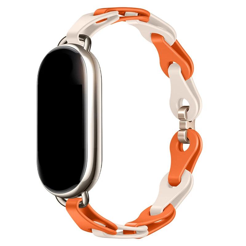 Резиновый ремешок для Xiaomi Mi Band 8 Браслет с пряжкой из нержавеющей стали для Miband 8 NFC Модный женский стиль Запасной силиконовый ремешок