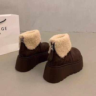 Женские зимние сноубутсы на толстой подошве, увеличивающие рост, с плюшевой подкладкой