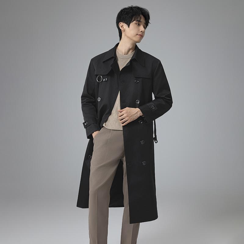 Мужской плащ, повседневный, удлиненный, двубортный, мужской плащ, ветровка, ветрозащитное пальто M-6XL