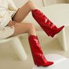 Лакированная кожа, белые сапоги до колена, женские, на танкетке, на каблуке, без застежек, черные, красные, длинные сапоги, брюки, дизайнерские туфли, большой размер 45
