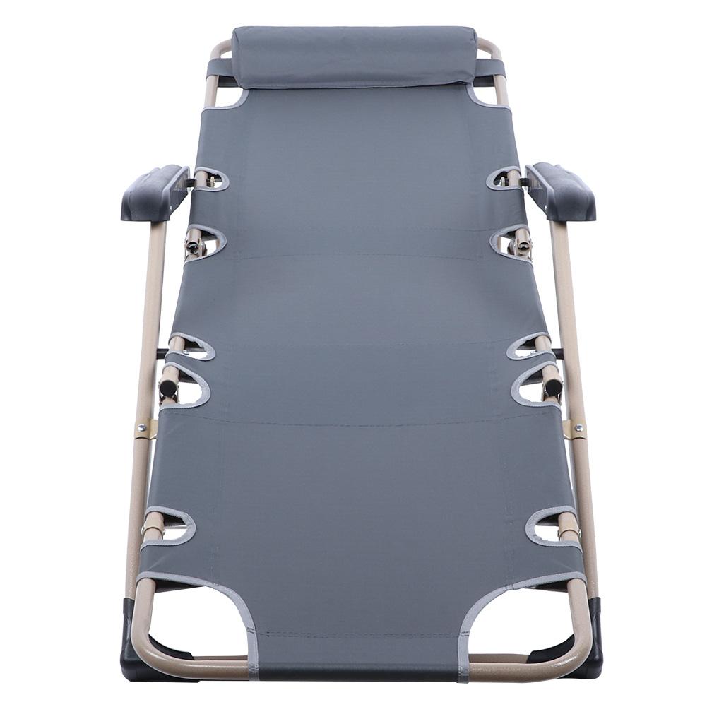 Multifunctional Folding Recliner Beach Chair Lounger Bed for Outdoor Garden CampingGray