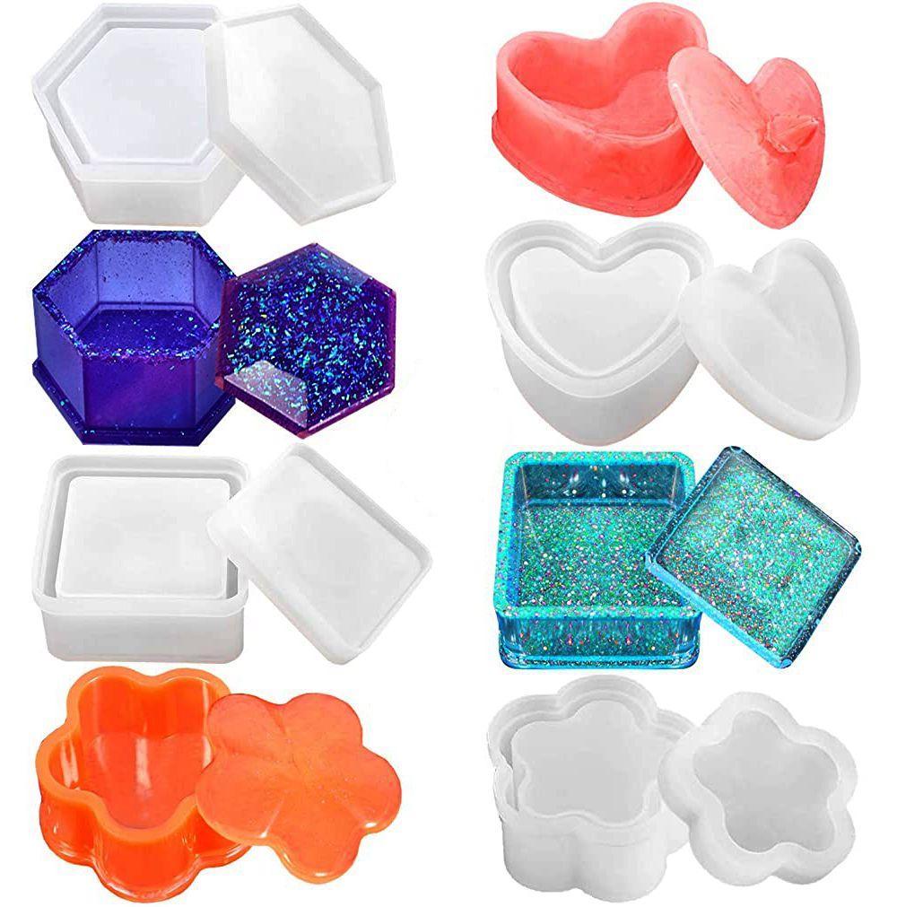 Flower Shaped Hand Made Tools Crystal Glue Silicone Casting Mould Storage Box Molds Epoxy Resin