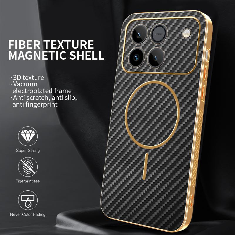For Honor Win Win RT Win Turbo electroplated carbon fiber magnetic fingerprint-resistant shockproof phone case