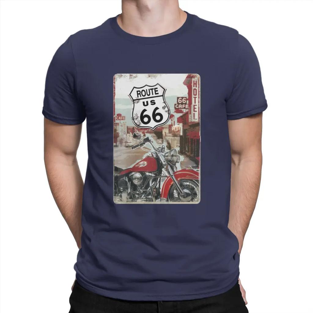 Men's T-Shirts Famous Highway Crazy Cotton Tees Short Sleeve Vintage 66 Route T Shirts Crew Neck Clothes Gift Idea