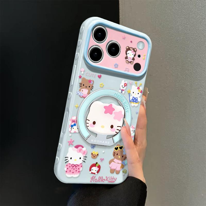 Чехол для iPhone 17 с кошкой на весь экран, чехол для iPhone 15promax с подставкой 16, мягкий силикон 14, милый 13