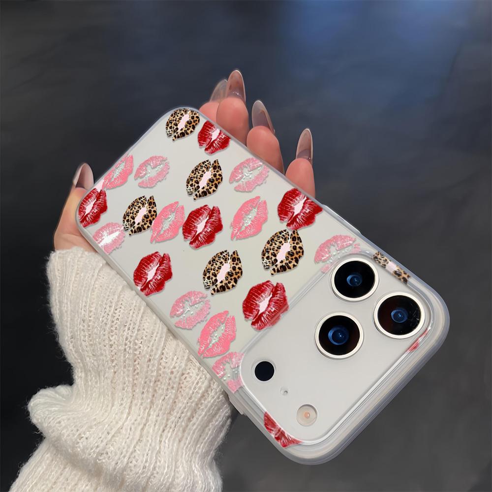 Чехол для телефона с принтом губ леопарда Для iPhone 17 17Air 13 16 15 14 11 12 Pro Max Матовый силиконовый ударопрочный мягкий чехол Funda