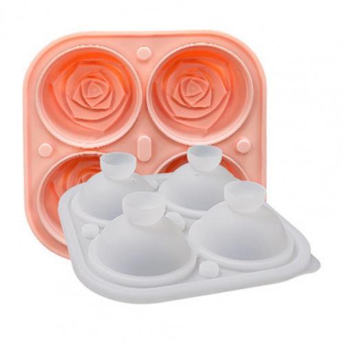 4-полосный лоток для кубиков льда, противопыльный пищевой безопасный, без BPA, силиконовые формы для кубиков льда в форме розы для дома, 4-луночная форма для лотка для льда в форме розы
