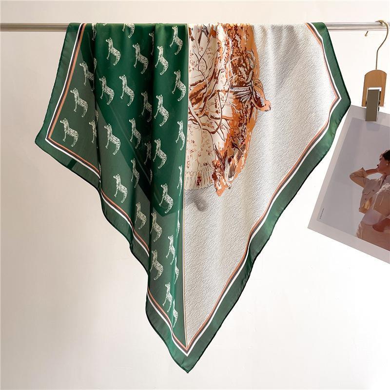 Peony Flower Small Silk Scarf Satin Versatile Scarf Thin Sunscreen Headscarf 70Cm Simulated Silk Square Scarf