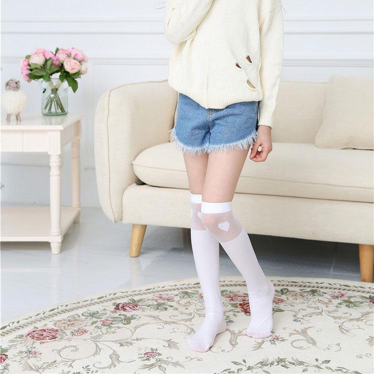 Детские белые длинные носки, кавайные милые носки до бедра с котом, кружевные носки с героями мультфильмов, весна-лето