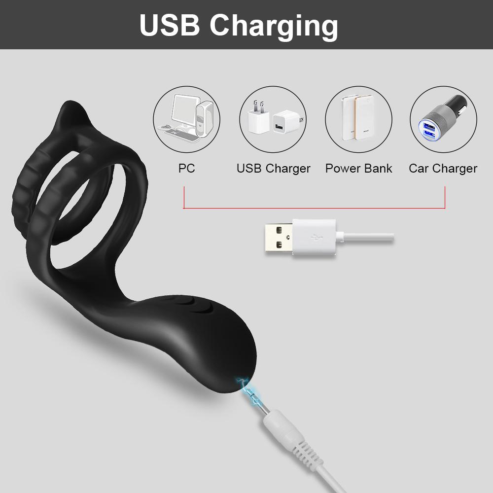 Vibrating Cock Ring for Men Ejaculation Delay Men Penis Ring Chastity Cage Clitoris Stimulator Adult Supplies Sex Toy for