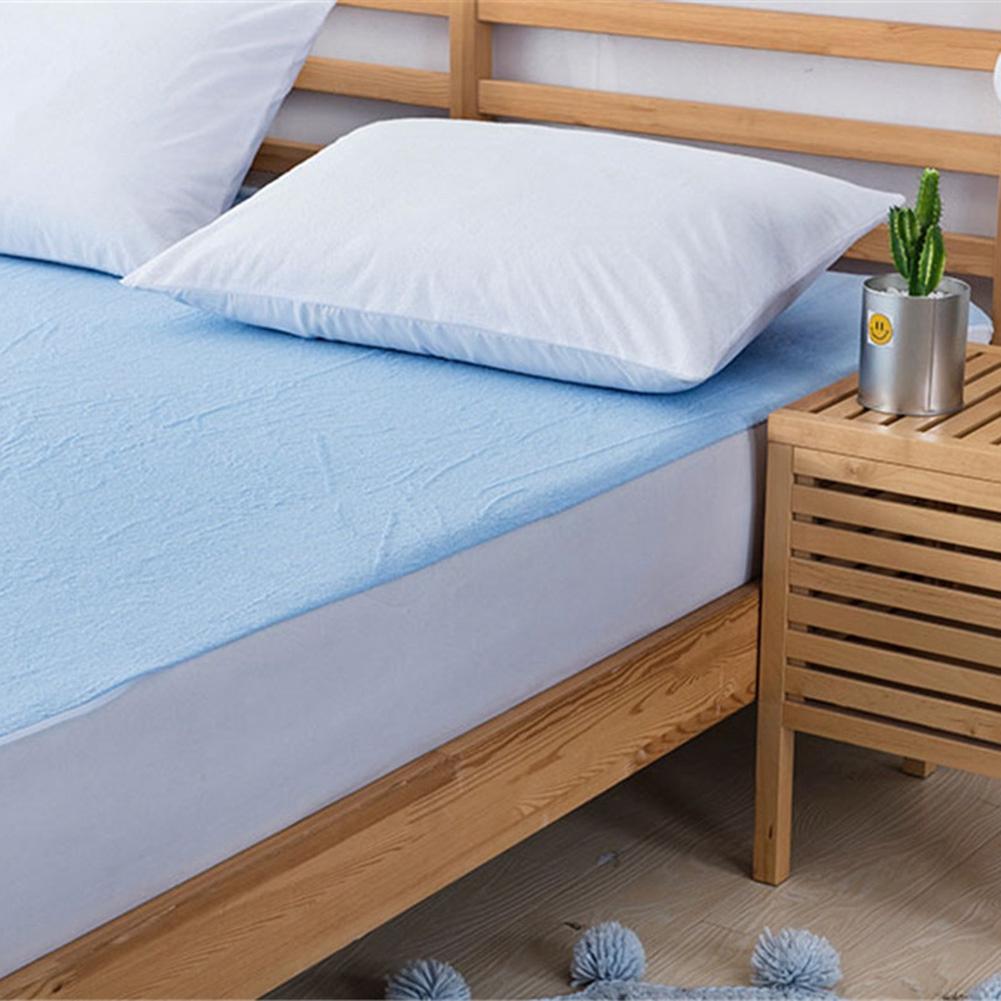 Waterproof Anti Mite Mattress Pad Cover Fitted Sheet Blue 90*190+30cm