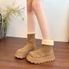 Зимняя мода Массивные каблуки-платформа Женские хлопковые зимние ботинки Уличные лаконичные Увеличение роста Сохраняют тепло Короткие ботильоны Обувь 454