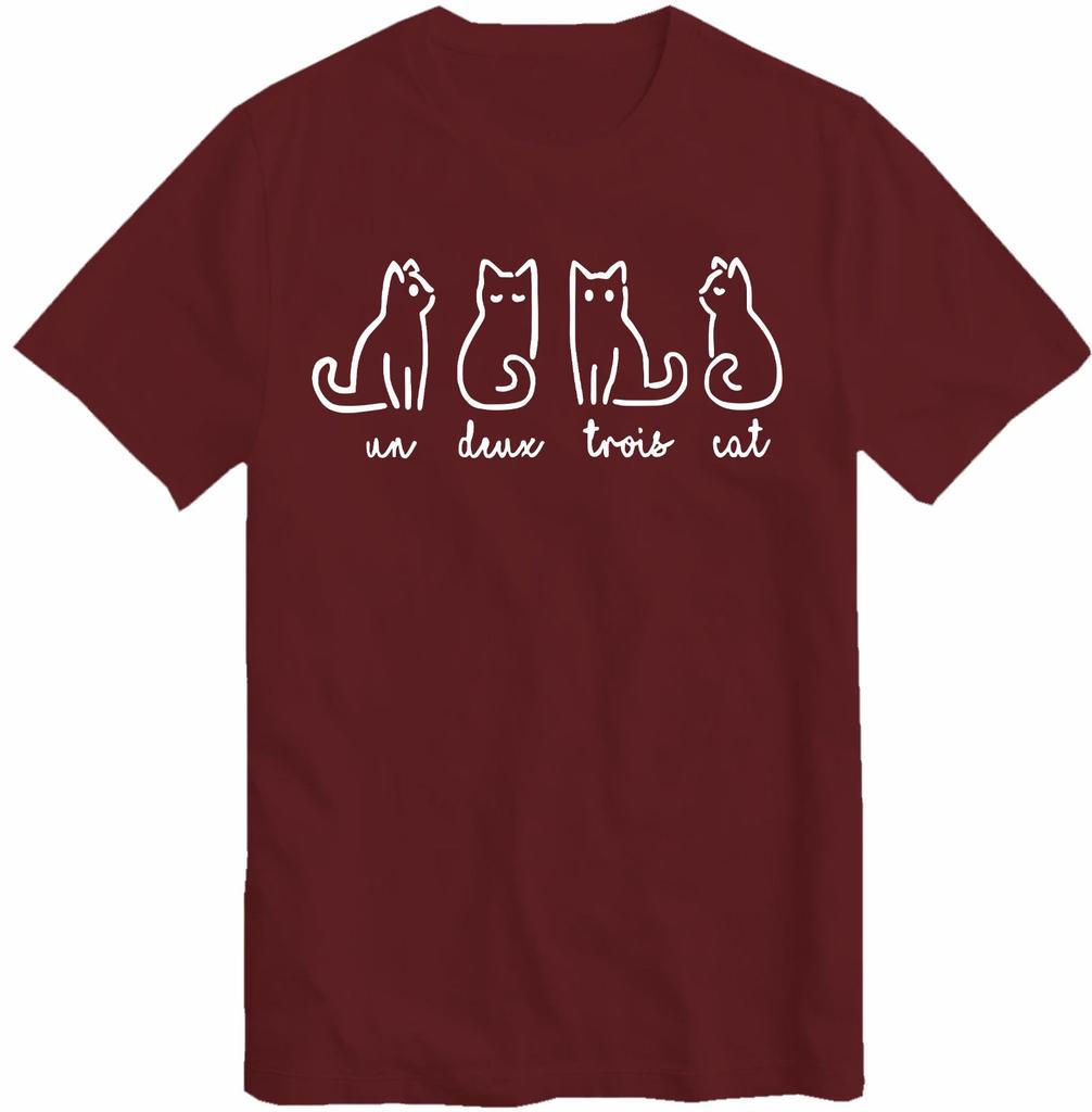 Funny Un Deux Trois Cat TShirt French Cat Cute Crazy Cat Lover Meme T Shirts Tee Women Unisex Cotton Summer Oversize Short Sleeve