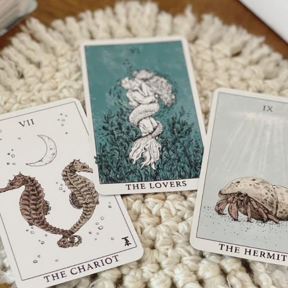 Карточные игры Tempest Tarot 78 шт. Карты Таро на тему океана Красиво оформленная колода для начинающих 10,3*6 см