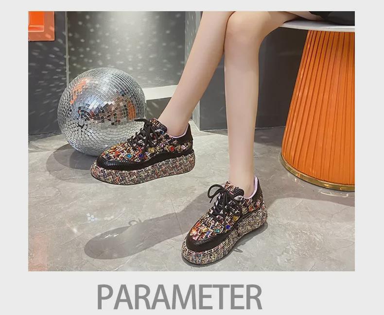 2023 Весна/Лето Корейский Стиль Красочные Золотые Бриллианты Модные Туфли Женщин - Знаменитый Тренд, Универсальный
