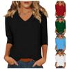 Ladies Fashion Everyday Everything Casual V-neck Seven-point Sleeve Printed T-shirt Top