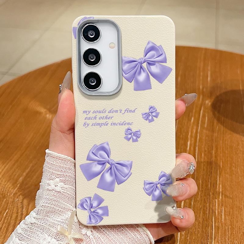 Чехол из мягкой кожи TPU с принтом банта и магнитной текстурой для Samsung S25 S24 FE S23 Ultra S22 S21 с беспроводной зарядкой, матовый, ударопрочный, тонкий чехол для телефона