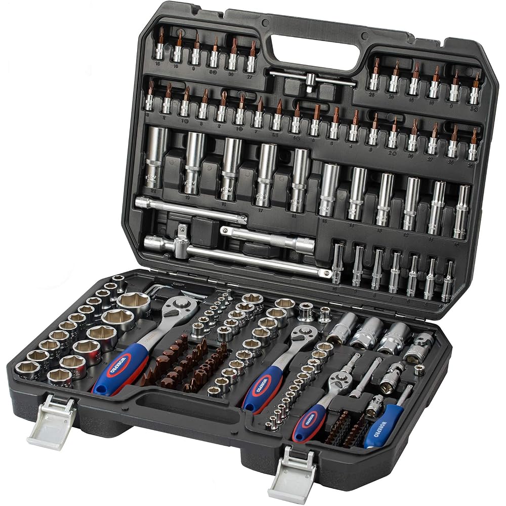WORKPRO Socket Wrench Set 172 Pieces 6.35mm 9.5mm 12.7mm Ratchet Wrench Garage Tool Kit with Storage Case