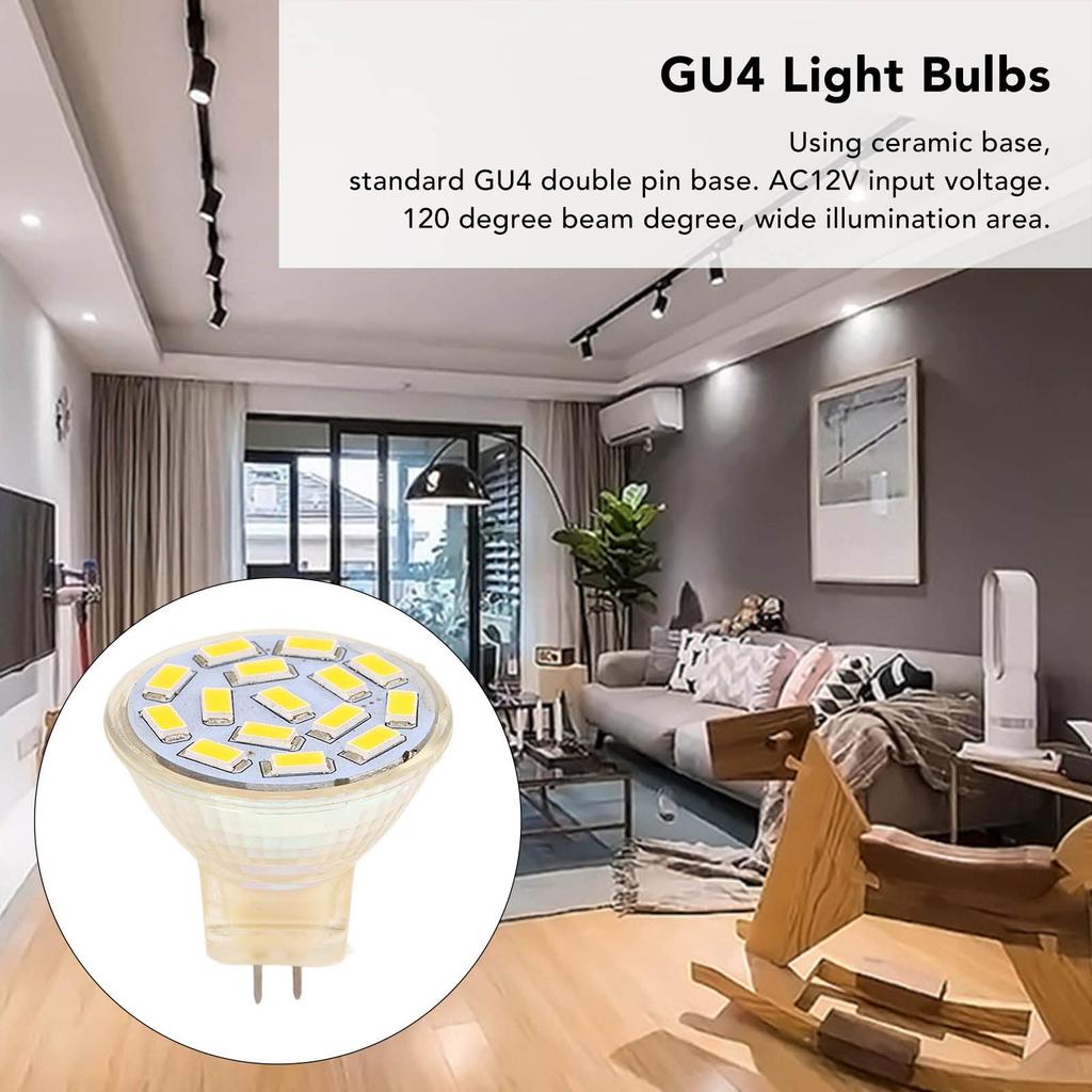 xuuyuu LED Bulbs, GU 4 Base, Spotlight, 12V 3W, Halogen Equivalent, 270LM, Warm White, Non-Dimmable, Pack of 6 (Warm Light)