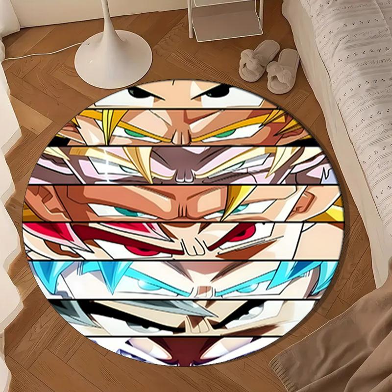 Goku Anime Round Rug for Livingroom,Bedroom, Palyroom, Chair Rug, Area rug, Circle Carpet, Large Size Fan Christmas gift