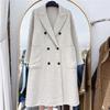 French Style Double-Breasted Reversible Wool Tweed Coat Women's Mid-Length Cashmere Blend Versatile Chic