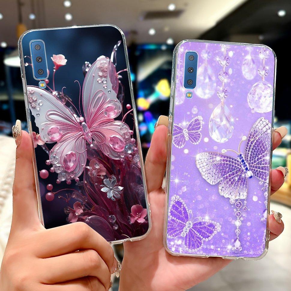 Для Samsung Galaxy A7 (2018) Чехол Милый Кот Модный Расписной Чехол Мягкие Силиконовые Чехлы Для Samsung A7 A750F 2018 Fundas
