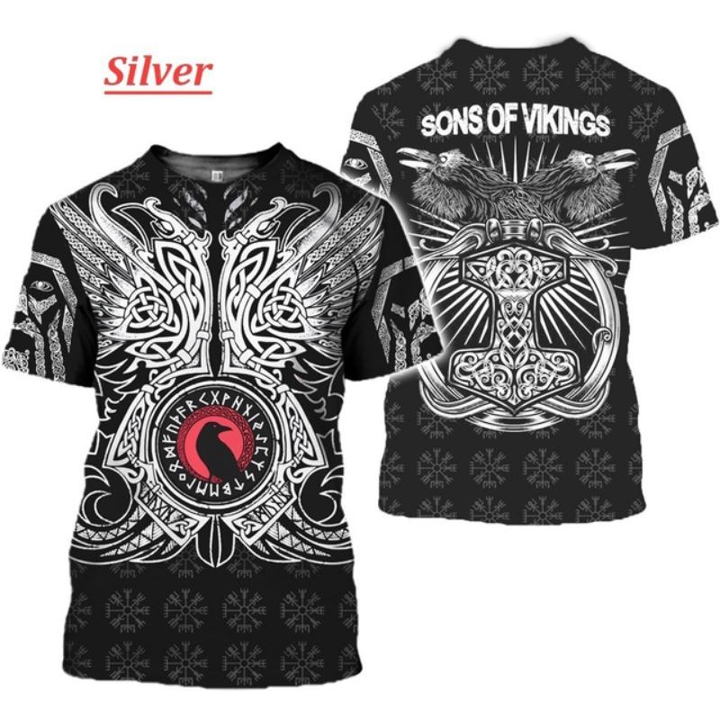 Модная мужская одежда для женщин и мужчин, викинг, татуировка, искусство, череп, футболка с 3D-принтом, викинги, короткие рукава