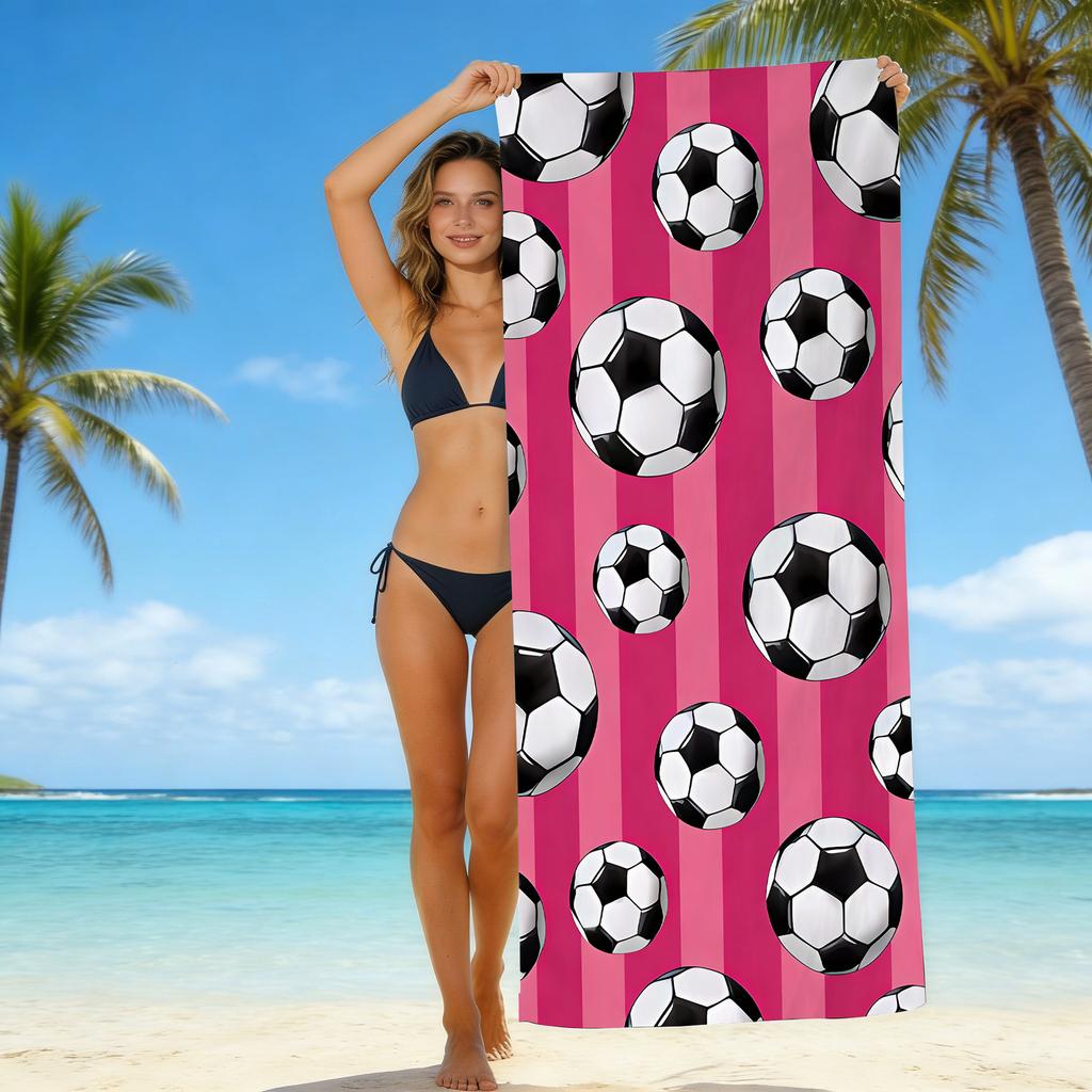 Football Printed Microfiber Beach Towel Quick Dry Absorbent Bath Towel For Seaside Swimming